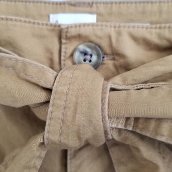 NWT A New Day Mustard Brown Khaki High Rise Pleat Front Tie Waist Shorts Size 16 - Picture 6 of 10